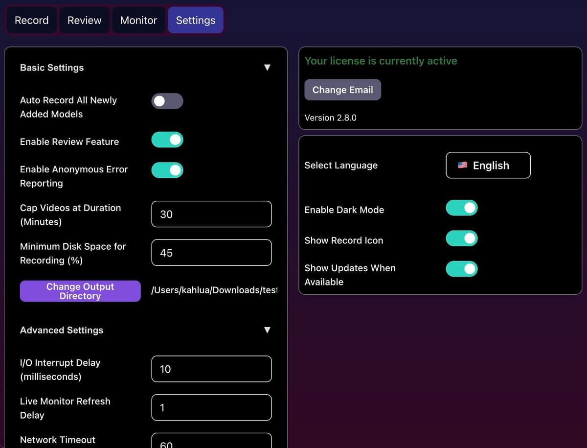 Adjusting the CaptureGem Settings